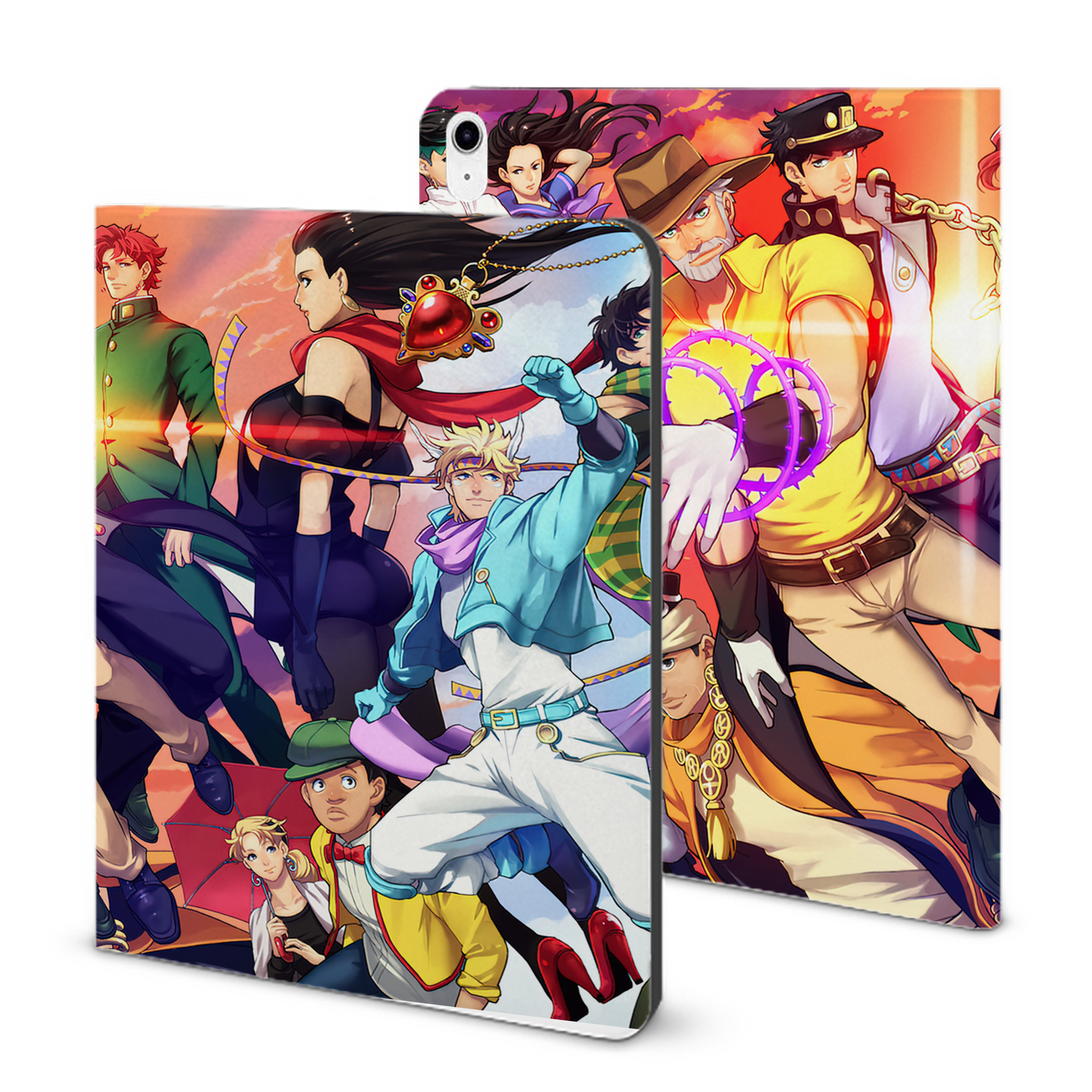 （画像用） ジョジョの奇妙な冒険 JoJo's Bizarre Adventure IPad ケース ブック型 PUレザー TPU 耐衝撃 軽量 薄型 ペン収納なし 全面保護 IPad 各モデル対応